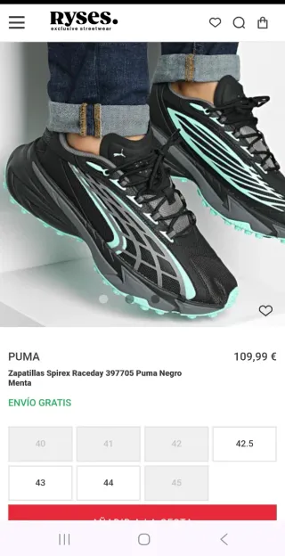 Zapatillas Puma Spirex Raceday Negras y Turquesa