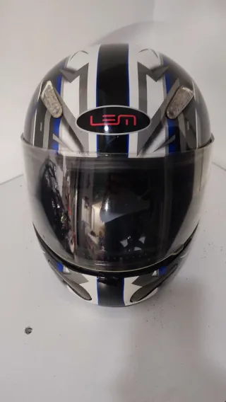 Casco moto LEM nero, blu, bianco