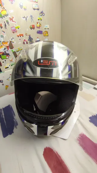Casco moto LEM nero, blu, bianco