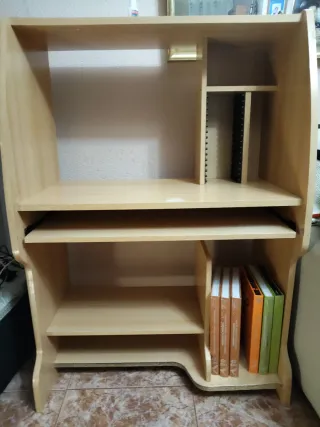 Escritorio ordenador madera y plástico