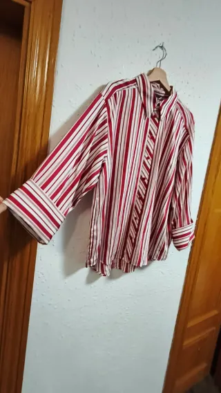 Camisa Zara Rayas Rojas y Blancas Talla XL