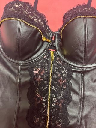 Bustier Hunkemöller Negro Encaje y Cremallera