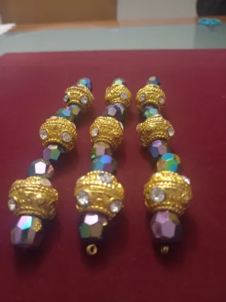 Set 9 perle metallo e vetro