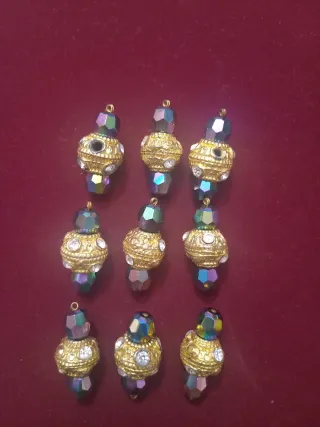 Set 9 perle metallo e vetro