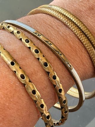 Set 5 bracciali etnici ottone lavorato