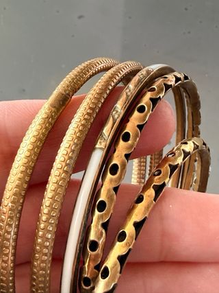 Set 5 bracciali etnici ottone lavorato