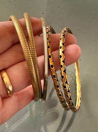 Set 5 bracciali etnici ottone lavorato