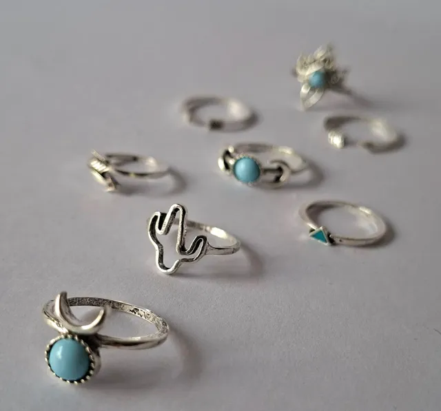 Colección Oasis: 8 Anillos Estilo Boho + Joyero