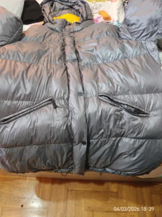 Abrigo Michael Kors Plumas Ligero XL Gris Amarillo