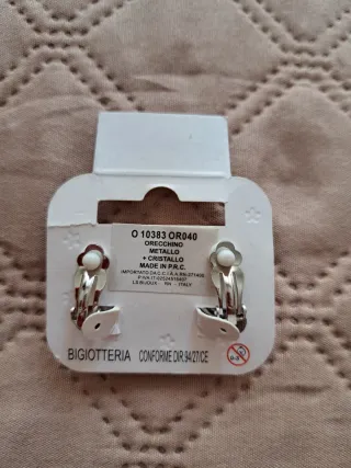 Orecchini clip blu con strass