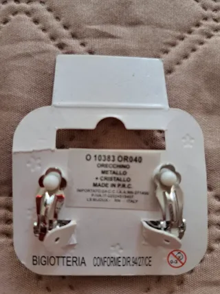 Orecchini clip blu con strass