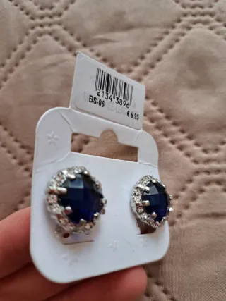 Orecchini clip blu con strass