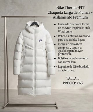 Chaquetón Plumas Nike Largo Blanco - ¡IMPECABLE!