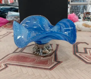 Alzatina in cristallo blu