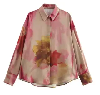 Blusa de satén con estampado agua