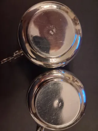 2 Tazas Café Plata Ley con Platillos