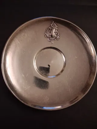 2 Tazas Café Plata Ley con Platillos