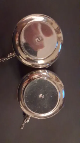 2 Tazas Café Plata Ley con Platillos