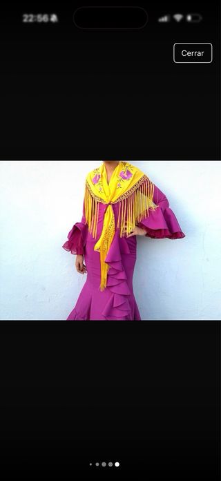 Vestido de flamenca rosa y amarillo