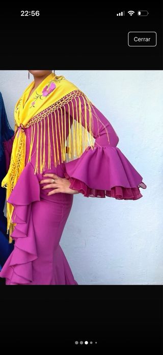 Vestido de flamenca rosa y amarillo