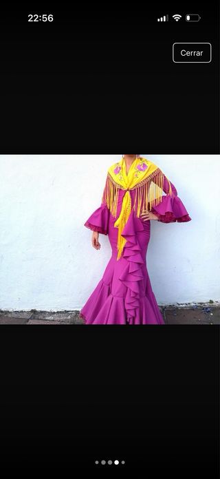 Vestido de flamenca rosa y amarillo