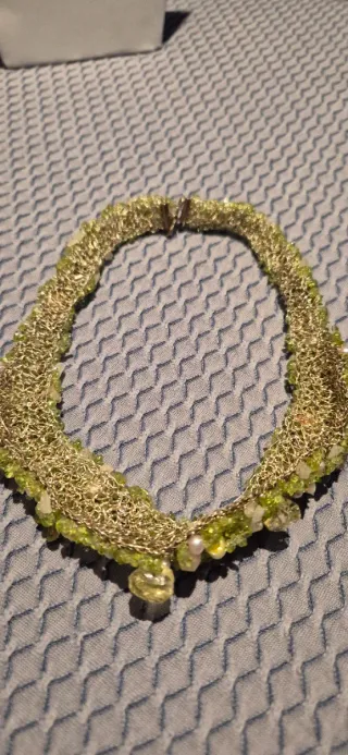 Collana artigianale perline verdi e perle