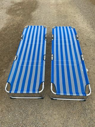 2 Hamacas Rayas Azul y Gris