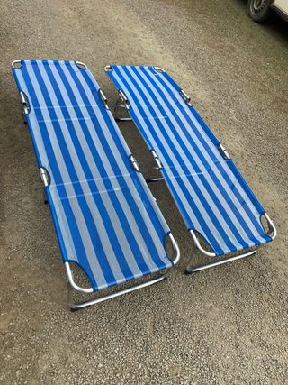 2 Hamacas Rayas Azul y Gris