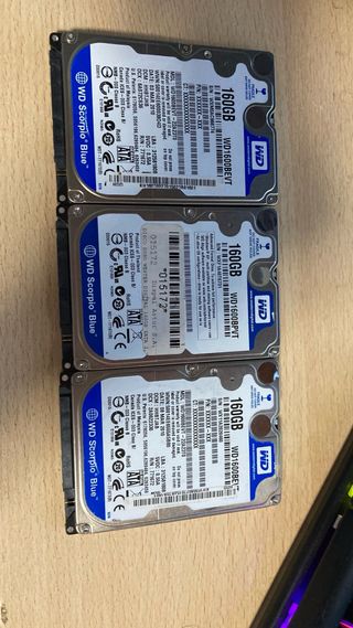 Lote de 3 discos duros hdd de 160gb
