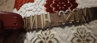 Cinturón Moschino Rojo Cuero Hebilla Plata