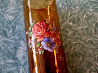 Juego de 3 vasos ámbar con flores