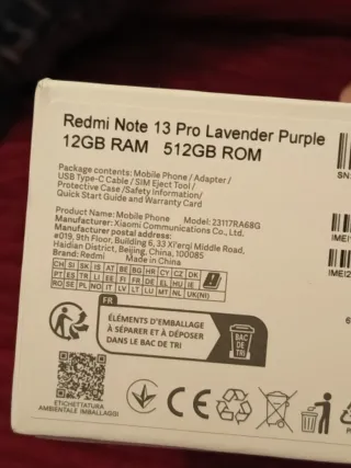 Xiaomi Redmi Note 13 Pro 12/512GB Lila