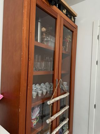 Vitrina de madera con puertas de cristal