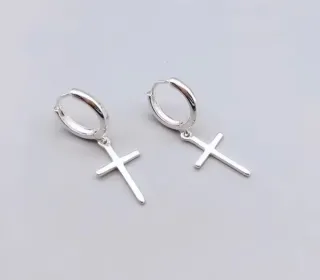 Pendientes cruz plata