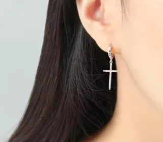 Pendientes cruz plata