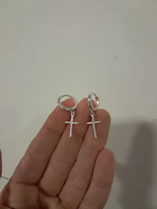 Pendientes cruz plata