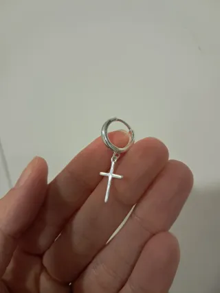 Pendientes cruz plata