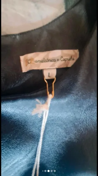 Vestido Camaleónica Ecopiel Negro Talla L .