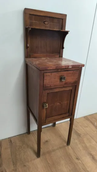 MESITA O MESILLA ANTIGUA DE MADERA CON MARMOL