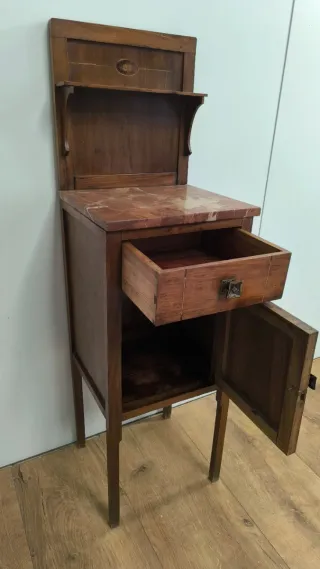 MESITA O MESILLA ANTIGUA DE MADERA CON MARMOL