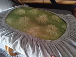 Sillones vintage bambú y tela dos unidades