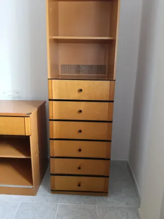 Escritorio, Estantería Pared y Módulo Cajones