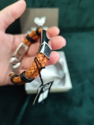 Pulsera G&B Cuero Trenzado Cierre Magnético