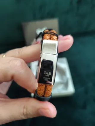 Pulsera G&B Cuero Trenzado Cierre Magnético