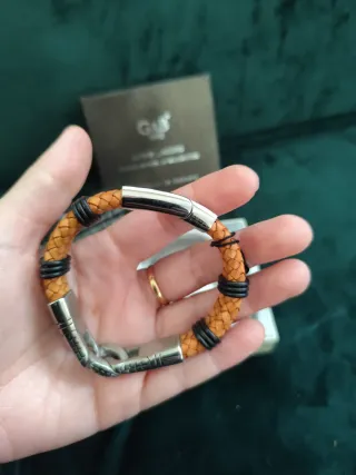 Pulsera G&B Cuero Trenzado Cierre Magnético