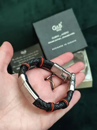 Pulsera G&B Cuero Trenzado Cierre Magnético