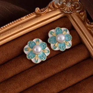 Pendientes florales esmaltados
