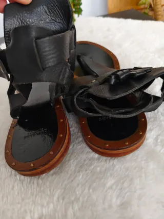 Sandalias Zara Piel Negra Talla 37