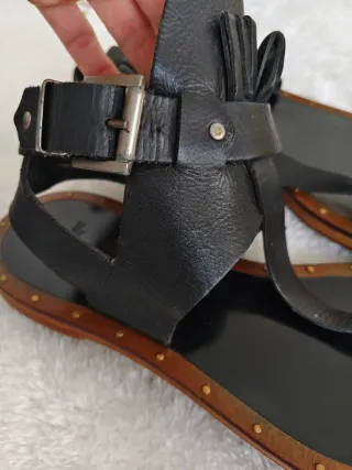 Sandalias Zara Piel Negra Talla 37