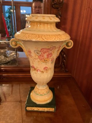 Conjunto 2 Vasijas Porcelana Beige y Verde